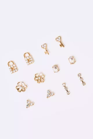 6 Pack Gold Plated Earrings