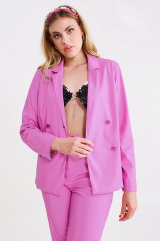 Double Breasted Pleather Blazer