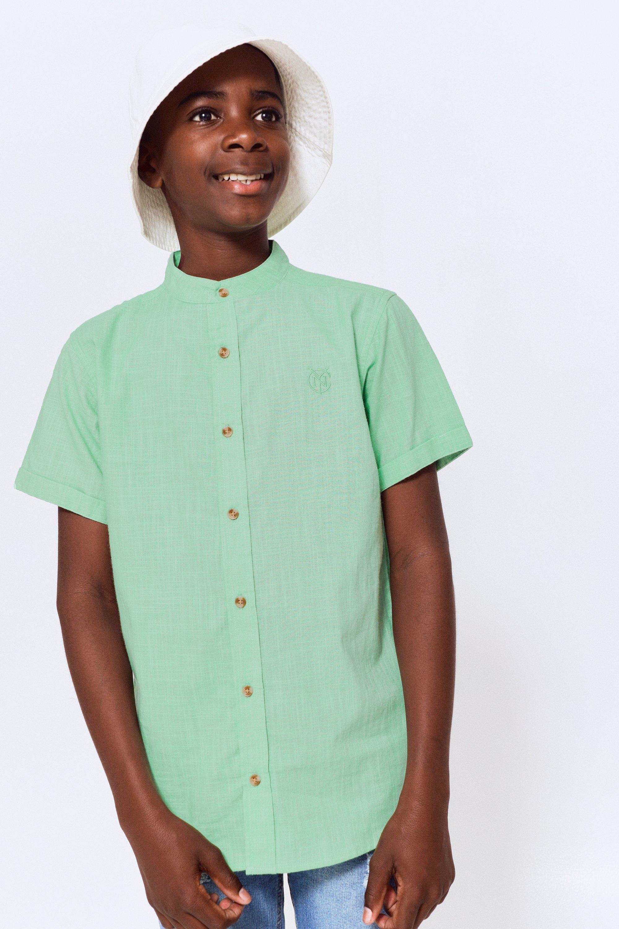 SHORT SLEEVE MANDARIN SHIRT WOODSTOCK ROCK