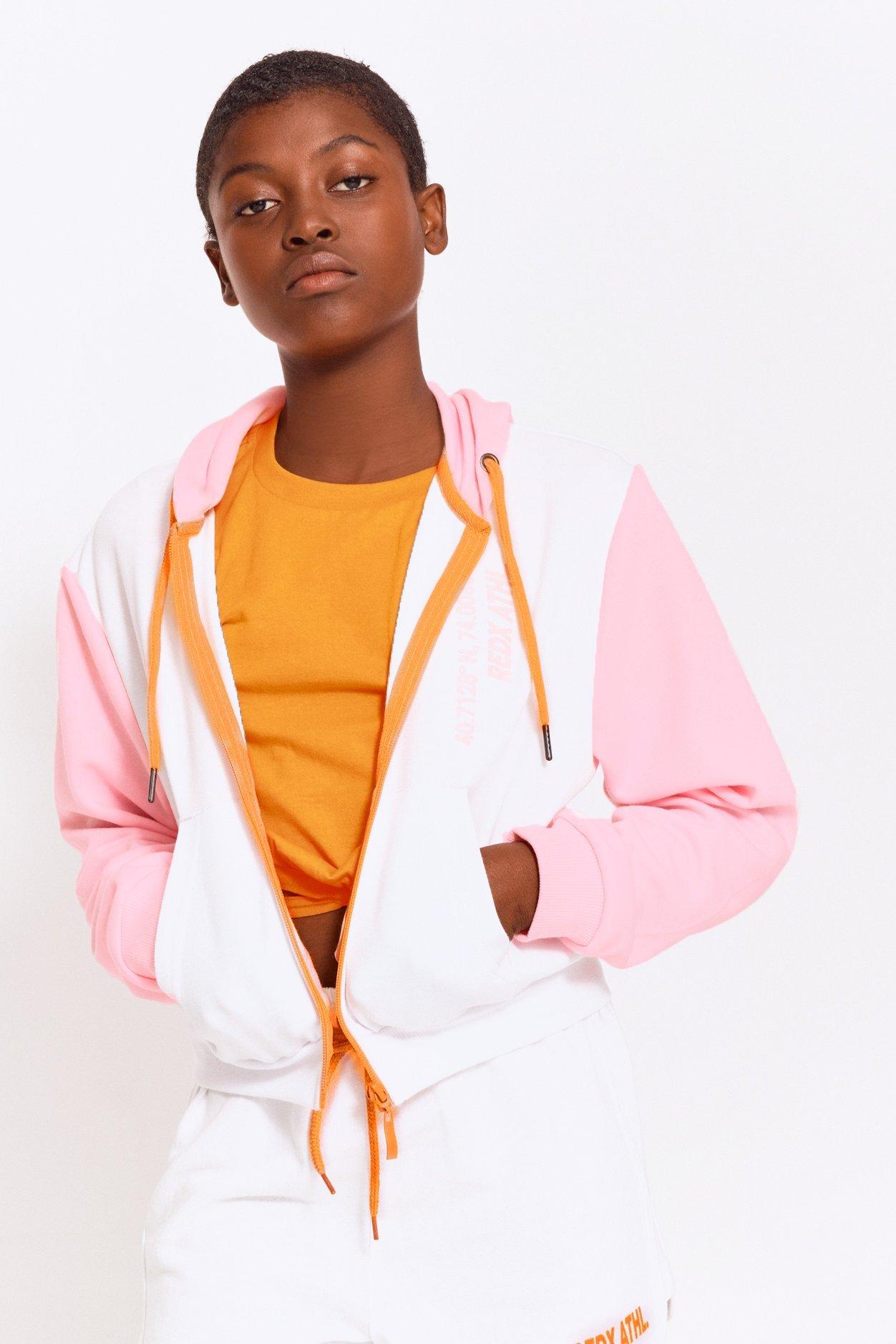 Nike mini metallic swoosh oversized colour block discount hoodie