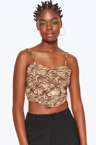 Zara, Tops, Zara Brown Snake Print Corset Top