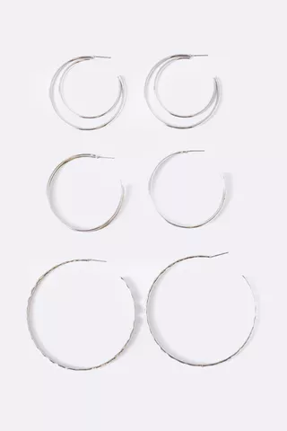 3 Pack Hoop Earrings