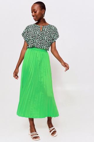 Green pleated skirt mango sales