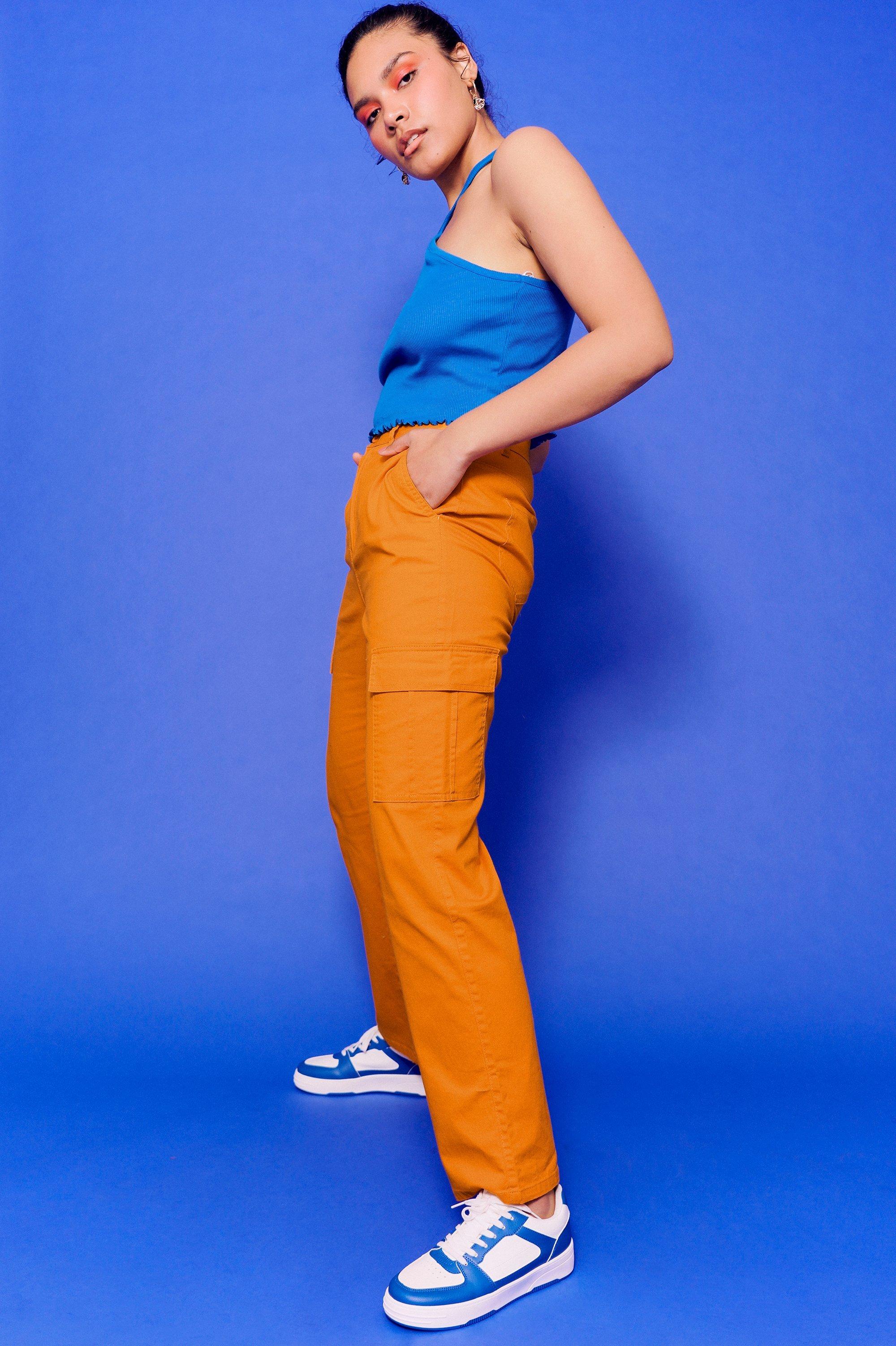 Orange Cargo Pants for Women