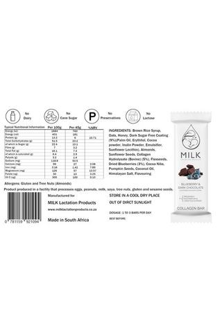 Milk Lactation Products Blueberry + Dark Chocolate Collagen Bar 15 Pack