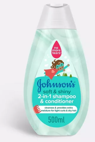 Johnson's Soft + Shiny 2 In 1 Shampoo + Conditioner 500ml