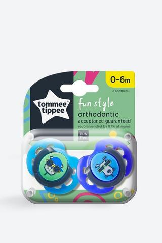 Tommee Tippee Fun Style Soothers 2 Pack 0-6 Motnhs