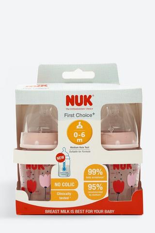 Nuk First Choice Temperature Control Bottle 0 - 6 Months 2 Pack 150ml