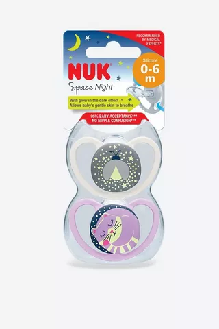 Nuk Space Night Soother 0 - 6 Months 2 Pack