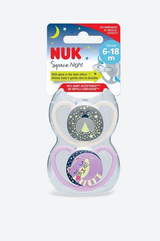 Nuk Space Night Soother 6 - 18 Months 2 Pack