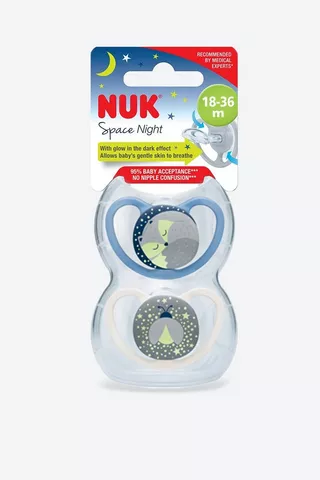 Nuk Space Night Soother 18 - 36 Months 2 Pack