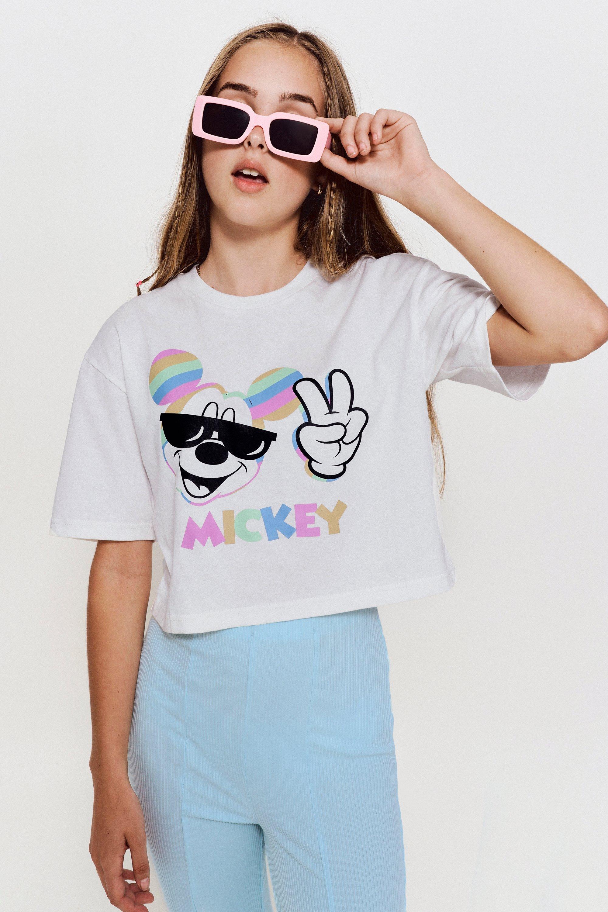 T-shirt Blanc Mickey Mouse - Taille M (8-10), Coton, Manches Courtes, Neuf Sans étiquette