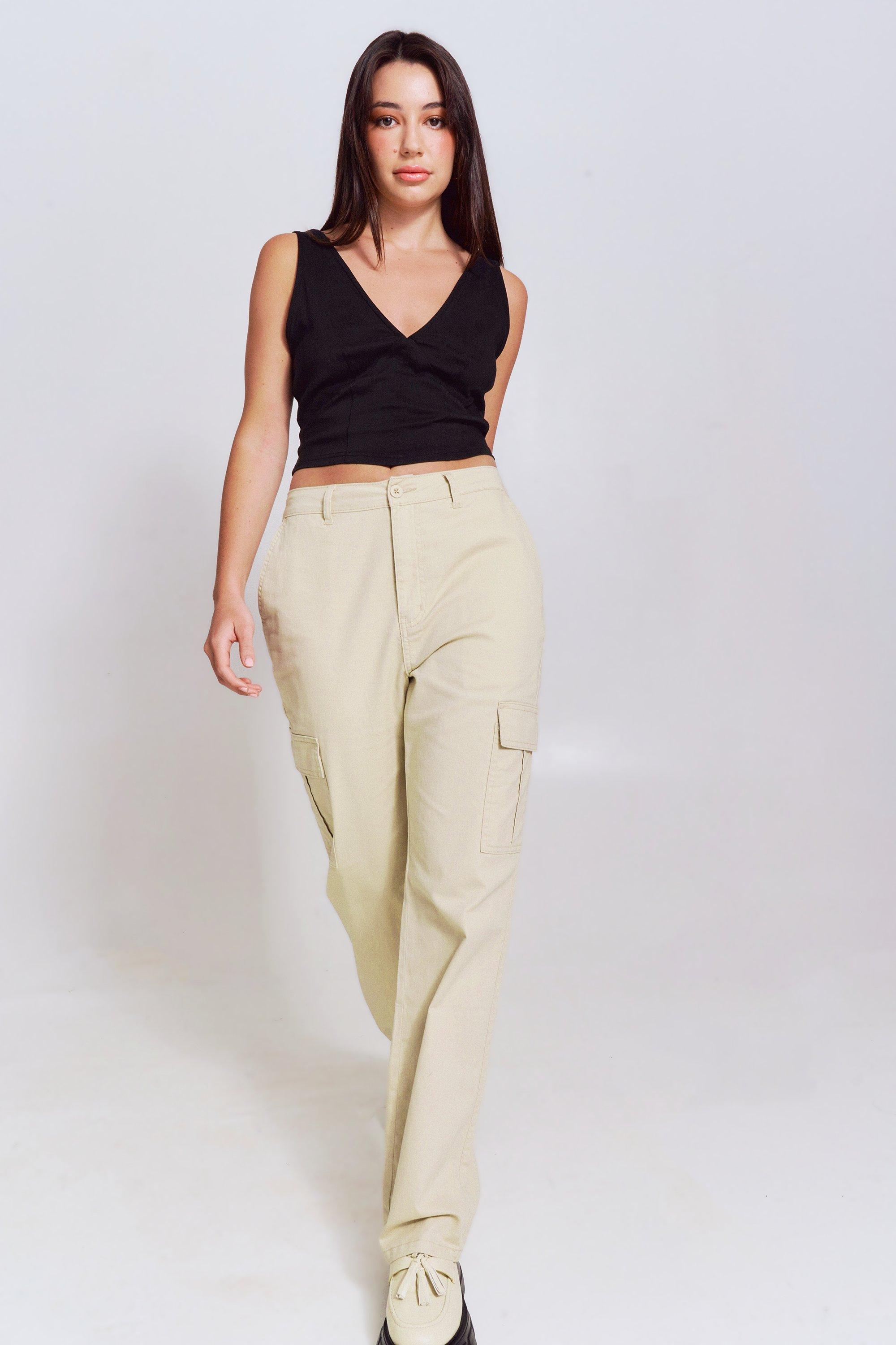 Buy STRAIGHT POCKET TOOLING CARGO BEIGE JEANS for Women Online in