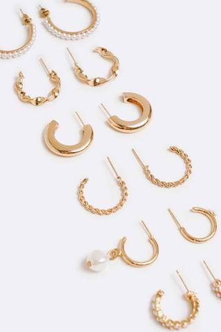 6 Pack Hoop Earrings Set