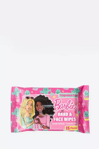Barbie Hand + Face Wipes 15's