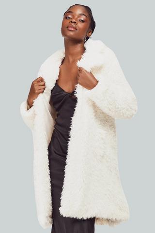 Missguided white fur clearance coat