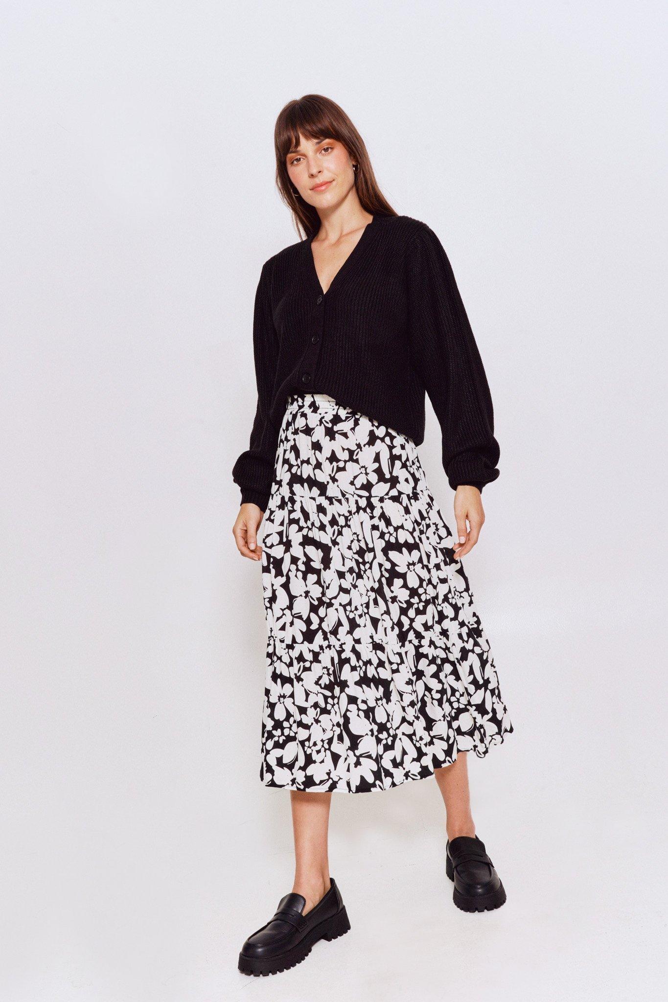 11807 Mustard Relaxed Fit Midi Skirt main image 0