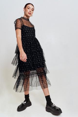 Mesh Trapeze Dress