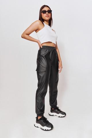 Pleather Cargo Joggers