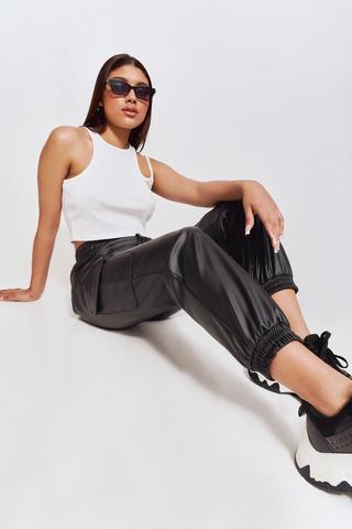 Pleather Cargo Joggers