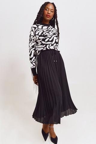 Black skirt flare clearance pleated