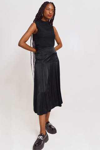 Black satin shop formal skirt