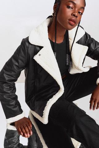 Pleather Aviator Jacket