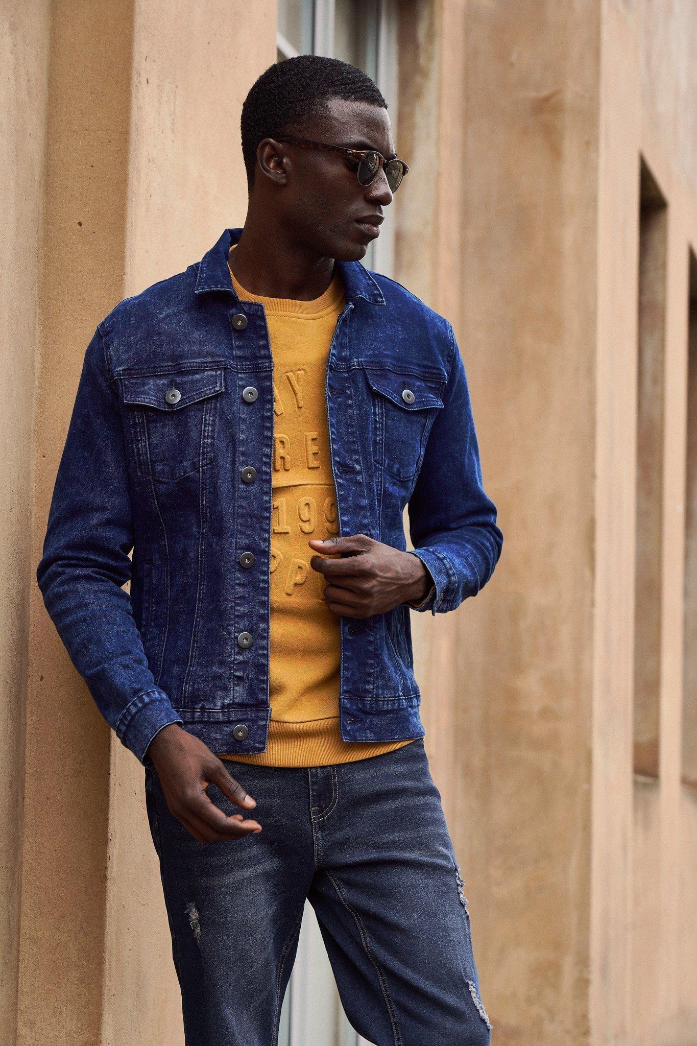 Buy Roadster Men Blue Washed Denim Jacket - Jackets for Men