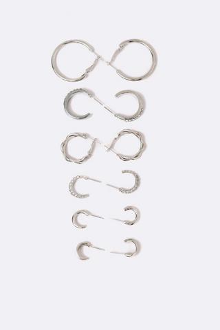 6 Pack Hoop Earrings