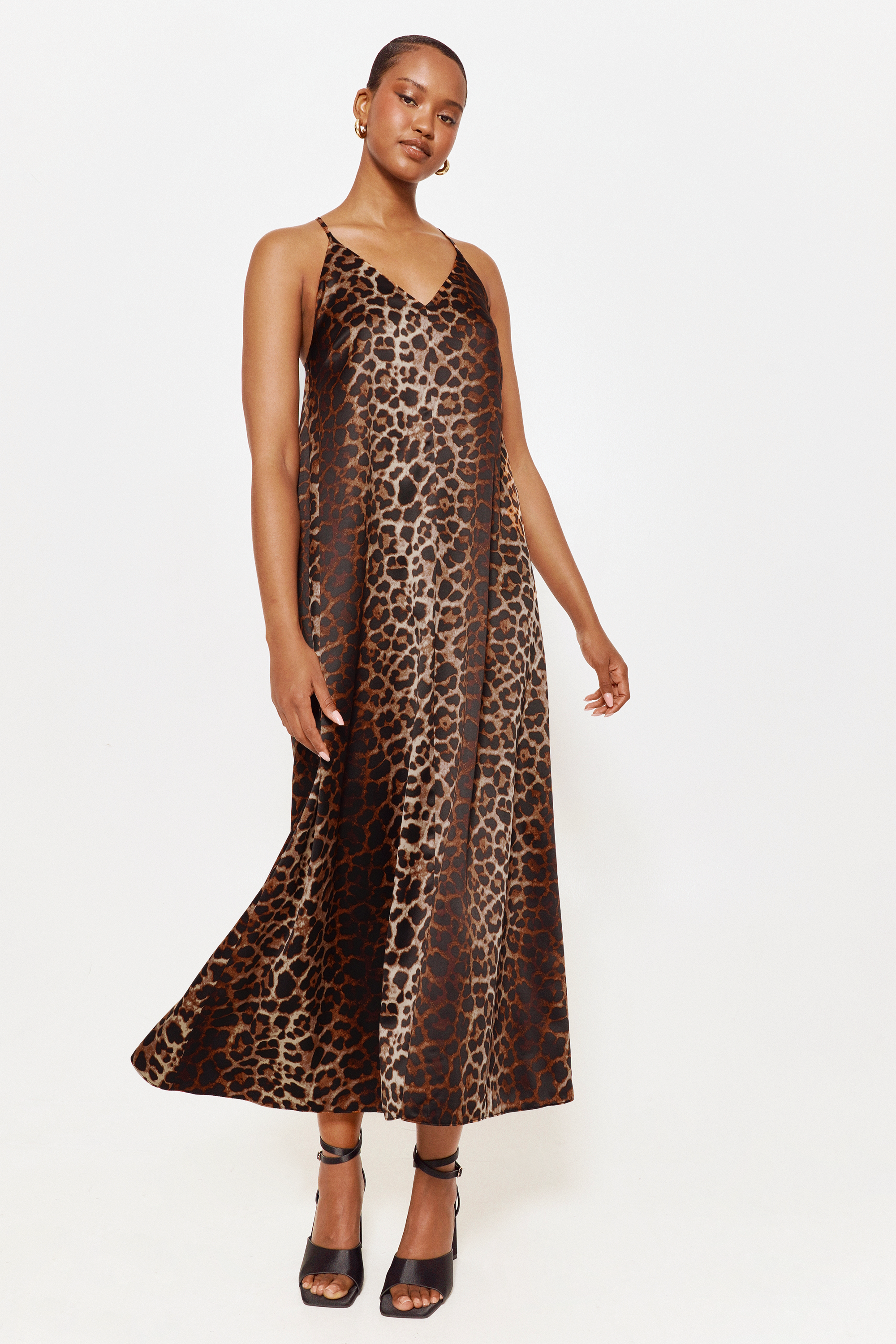 Leopard silk slip on sale dress