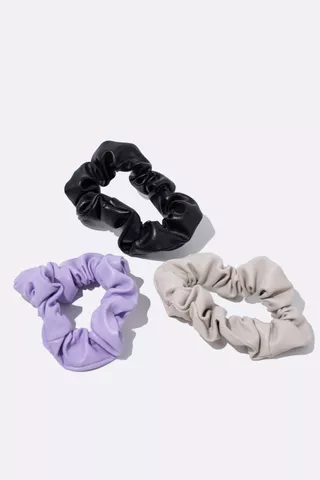 3 Pack Pleather Scrunchies