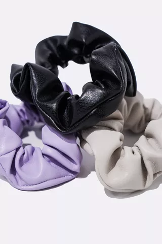 3 Pack Pleather Scrunchies