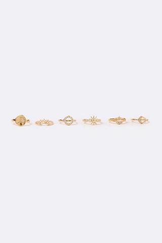 Gold Blooming Strass Gold Ring Set (Authentic New)