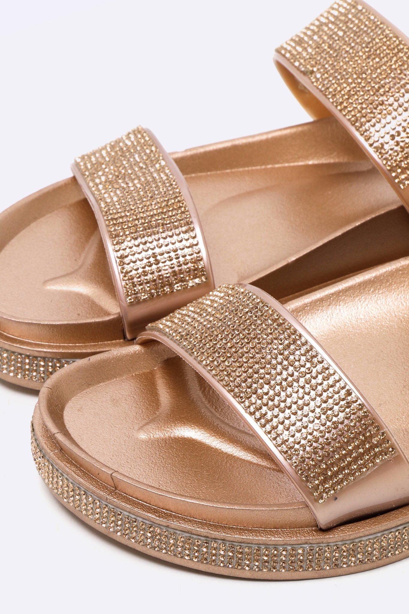 Rose gold double strap hot sale sandals