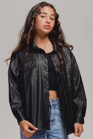 Pleather Shacket