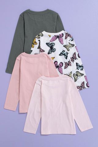 4 Pack Butterfly Long Sleeve T-Shirts