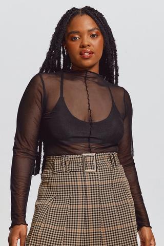Long Sleeve Mesh Top