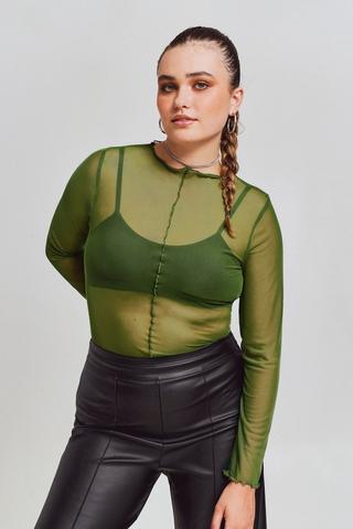 Long Sleeve Mesh Top