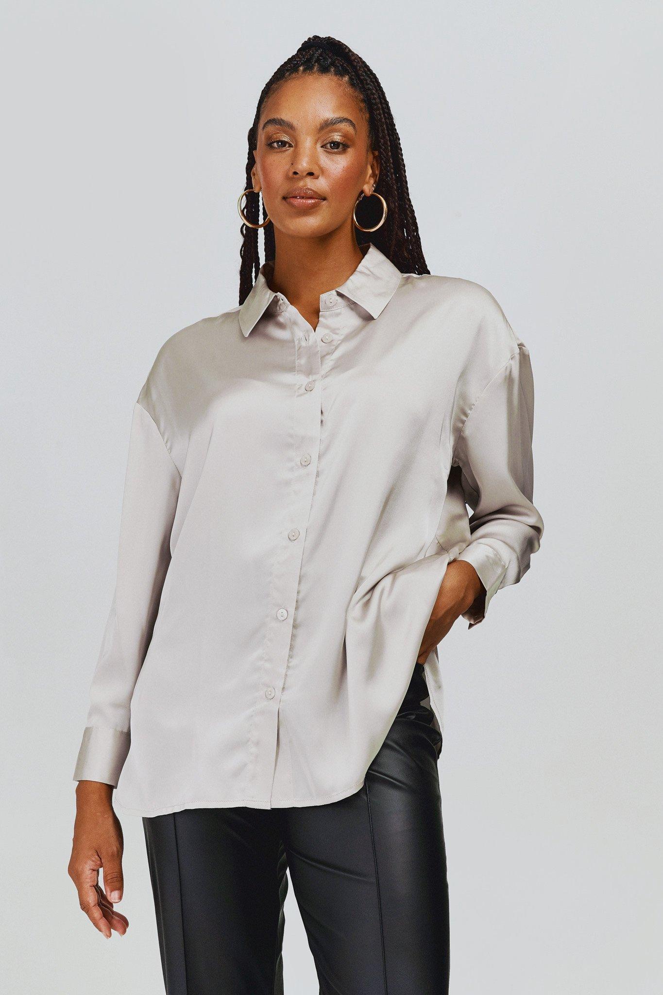 Satin Shirt - White - Ladies