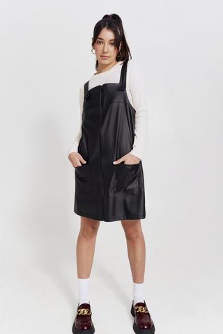 Pleather Pinafore Dress