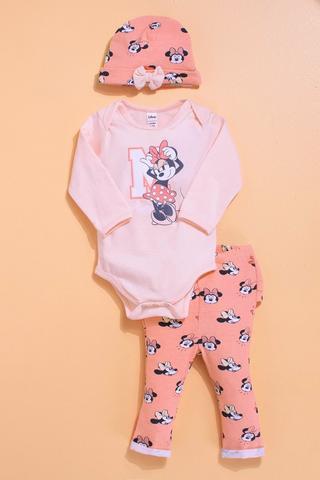 Minnie Mouse Bodysuit, Leggings And Beanie Set