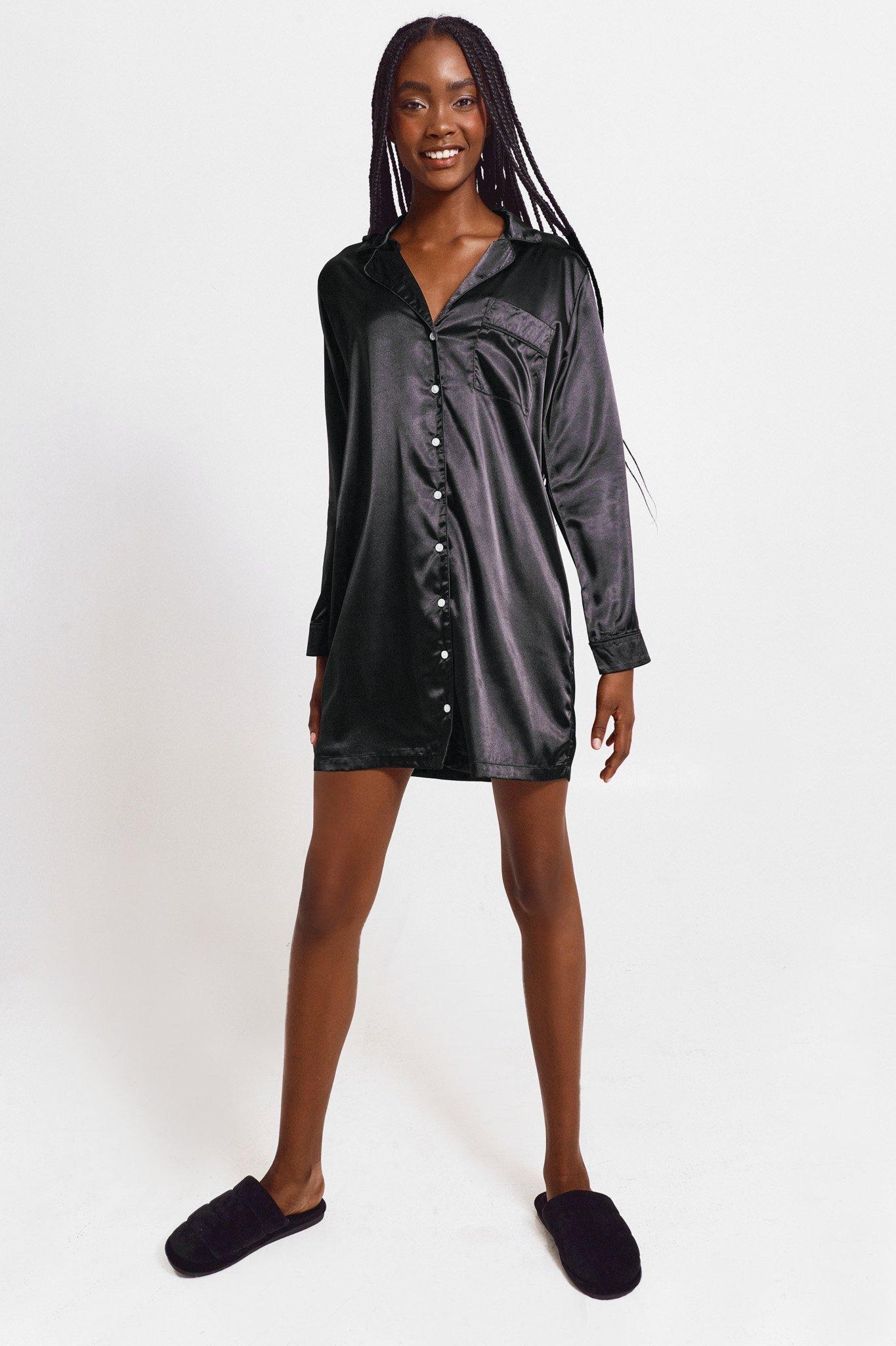 Satin sleep 2024 shirt dress