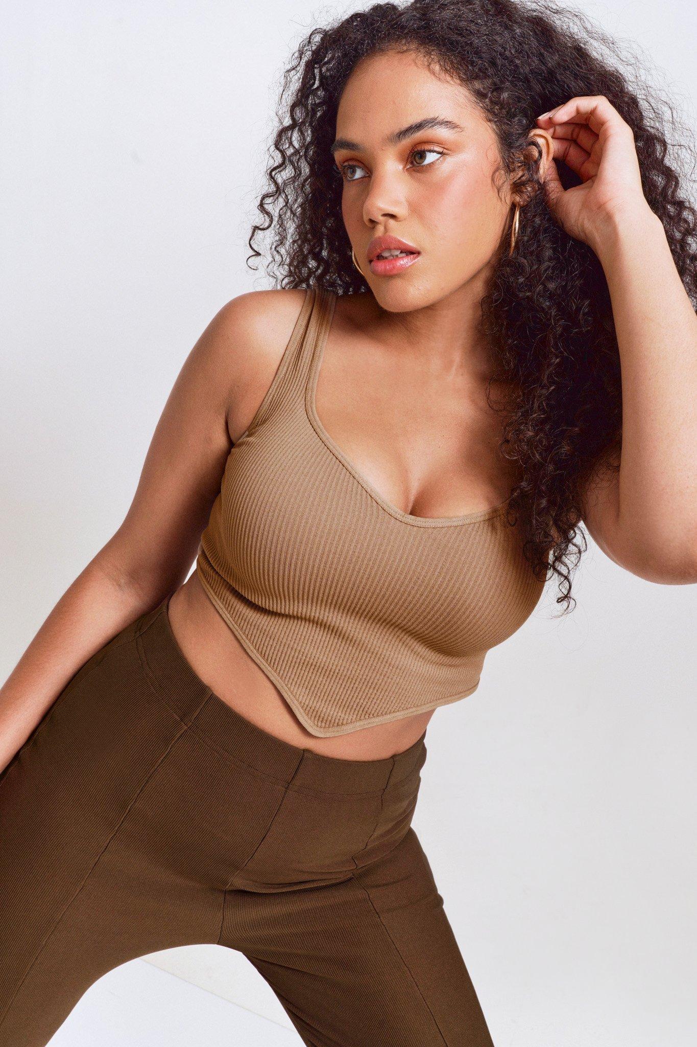 Mittoshop Mineral Wash Corset Crop Stretch Knit Tank
