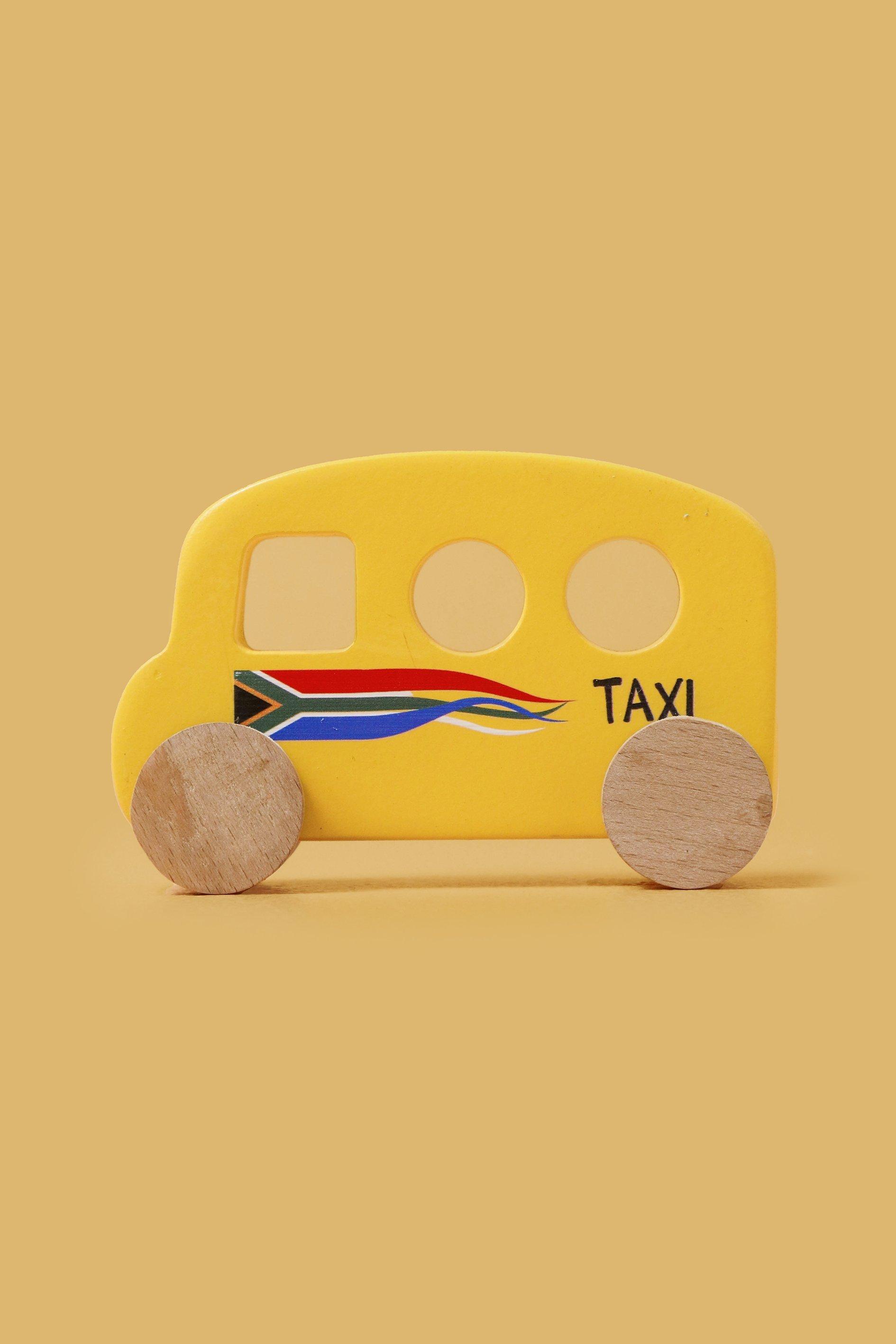 Wooden Push Taxi Car