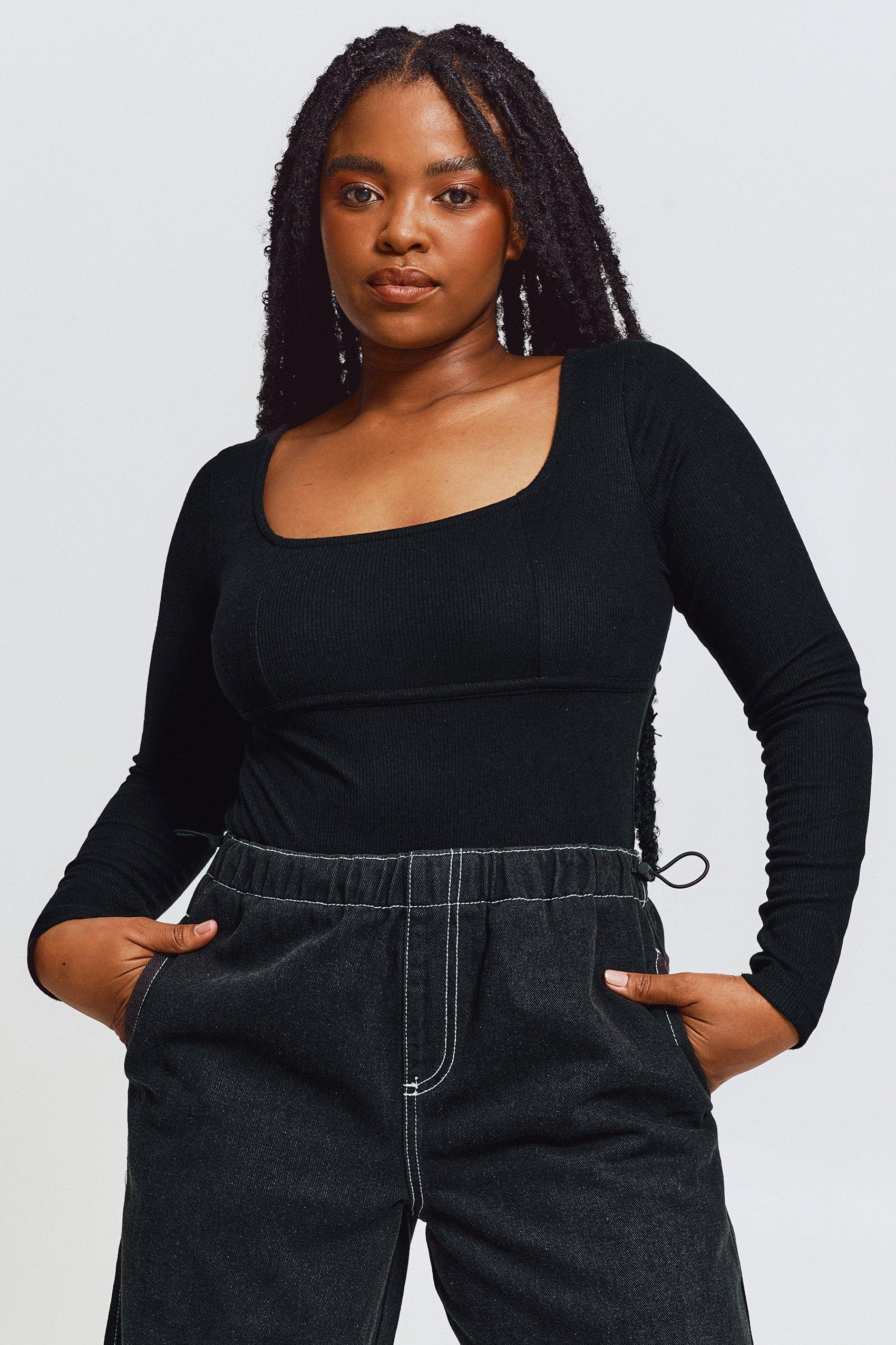 Draped Long-Sleeved Bodysuit