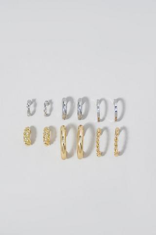 6 Pack Hoop Earrings
