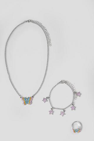 3 Pack Butterfly Jewellery Set