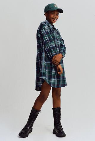 Oversized checked hot sale shirt dress