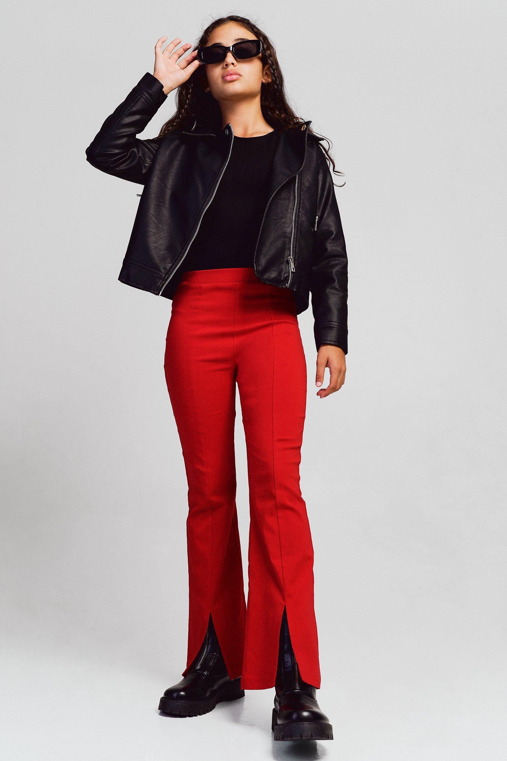 Front Slit Flare Leg Pants
