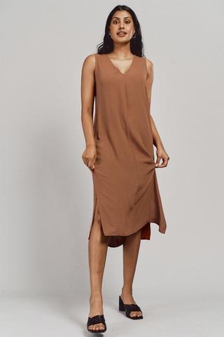 Sleeveless Midi Polyester Column Regular Casual Dress kmy24y40505